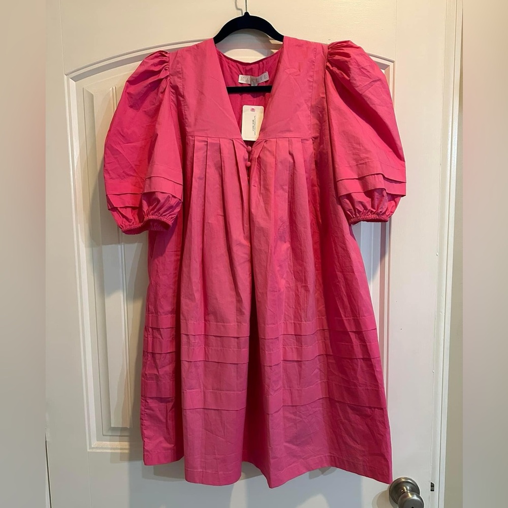 KARLIE dress with puff sleeves and button details